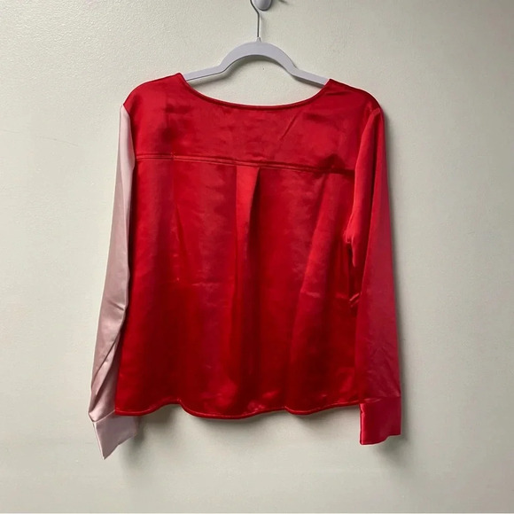 S’Edge NWT Astrid Light Pink‎ Fuchsia Colorblock V Neck Top Blouse Size Medium - Picture 5 of 6